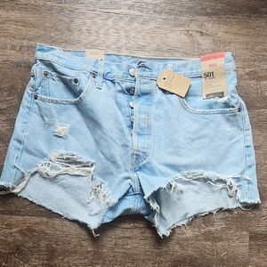 Levi's 501 Light Wash Distressed Denim Cutoff Shorts